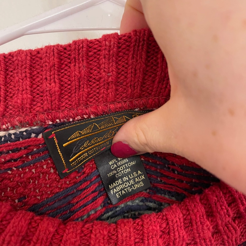 Vintage Eddie Bauer Geometric Sweater Holiday 80s Fall Retro Granola - Picture 4 of 11